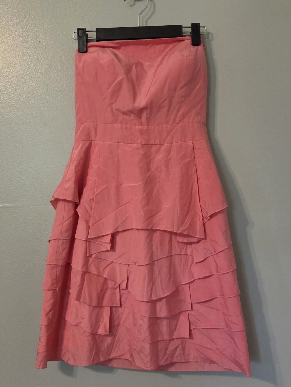 Antonio Melani Womens Pink Petal Tierd Silk Blend Strapless Mini Dress Sz 4 - Picture 2 of 9